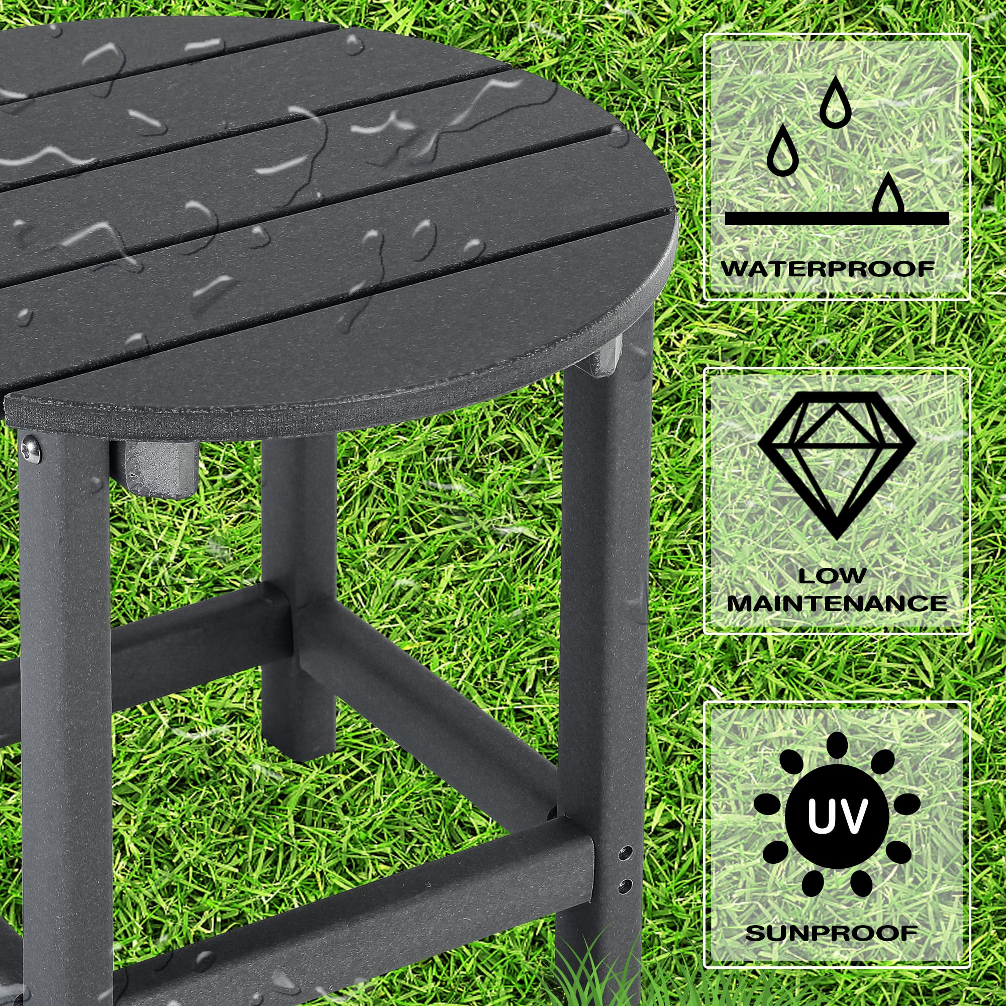Close-up of LZRS Round Adirondack Patio Side Table texture