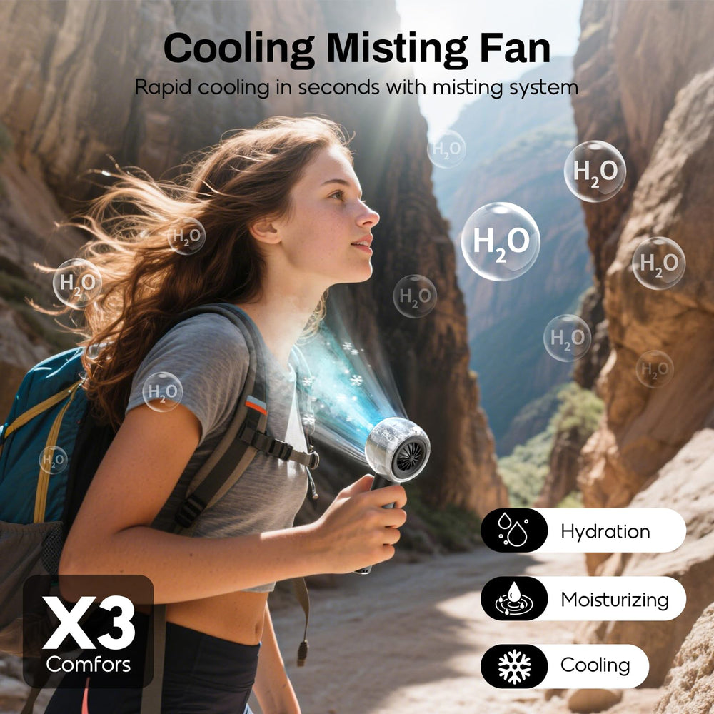 Close-up of MACMORE misting fan misting feature