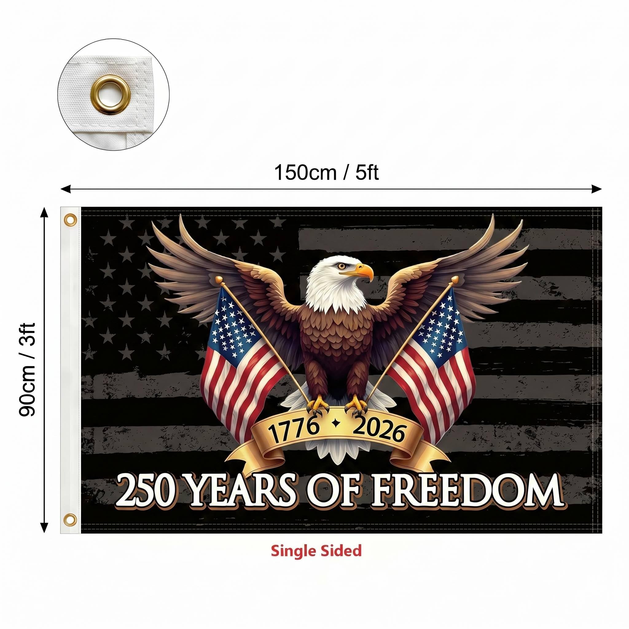 Close-up of MAGJIUKE American Flag grommet detail