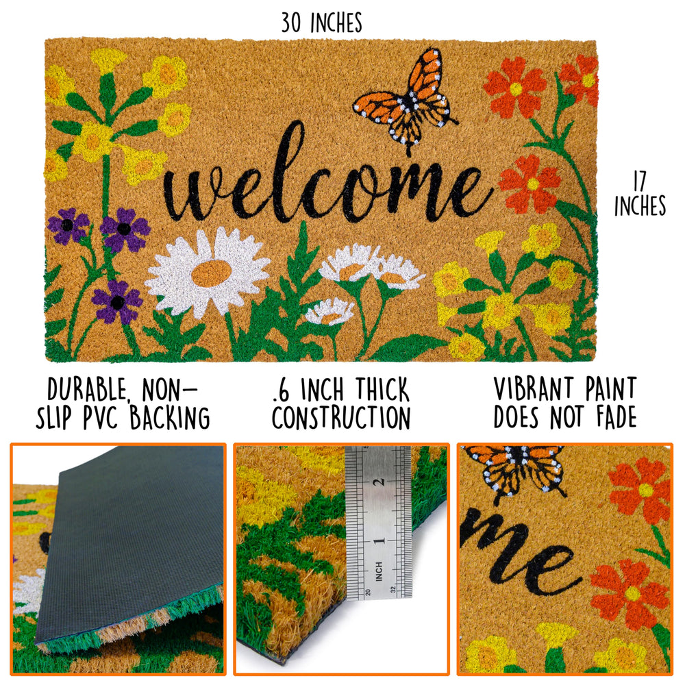 Close-up of MAINEVENT Floral Doormat texture and pattern