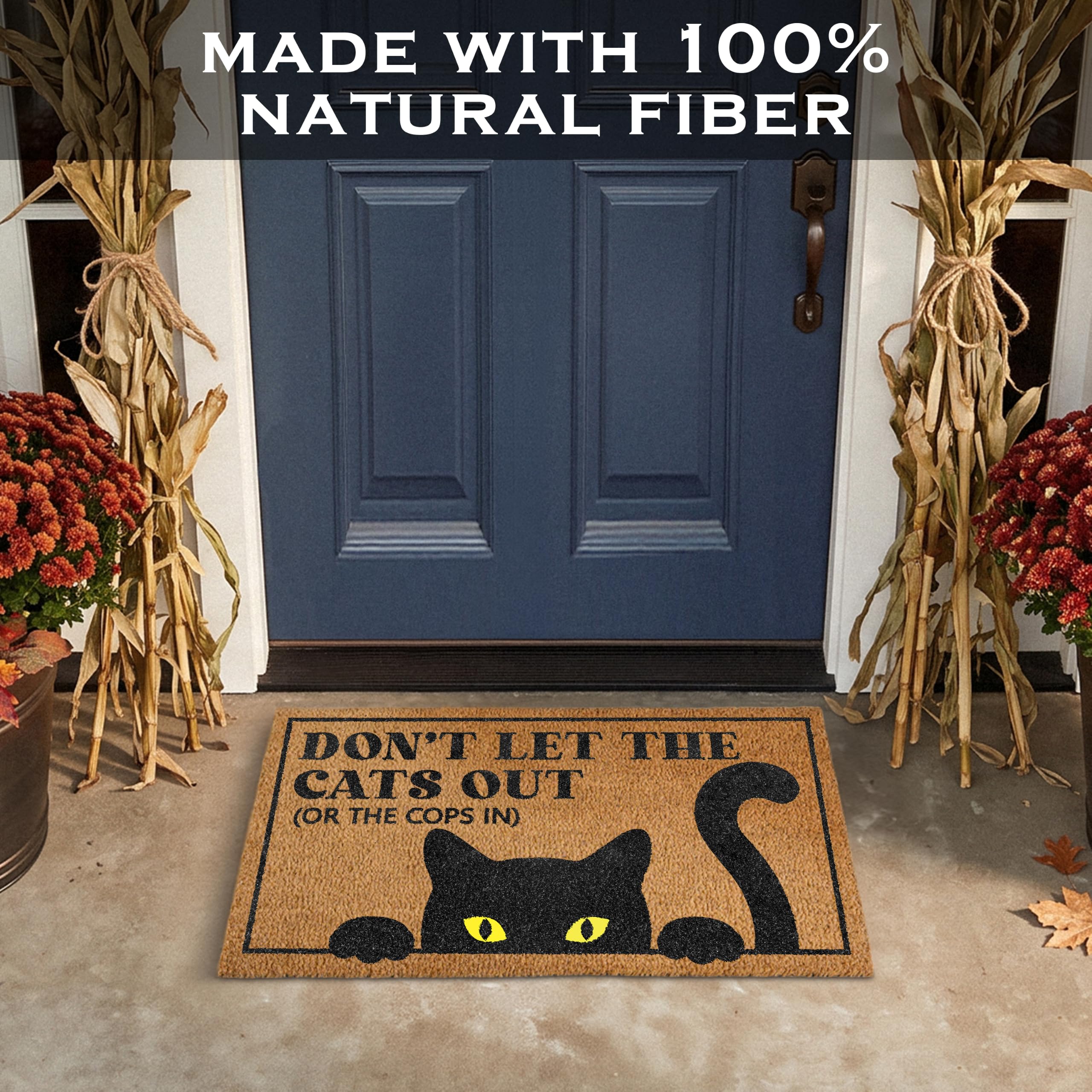 Close-up of MAINEVENT Funny Door Mat texture and fibres