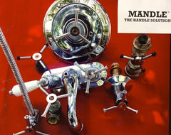 Close-up of Mandle handle showing stainless steel finish