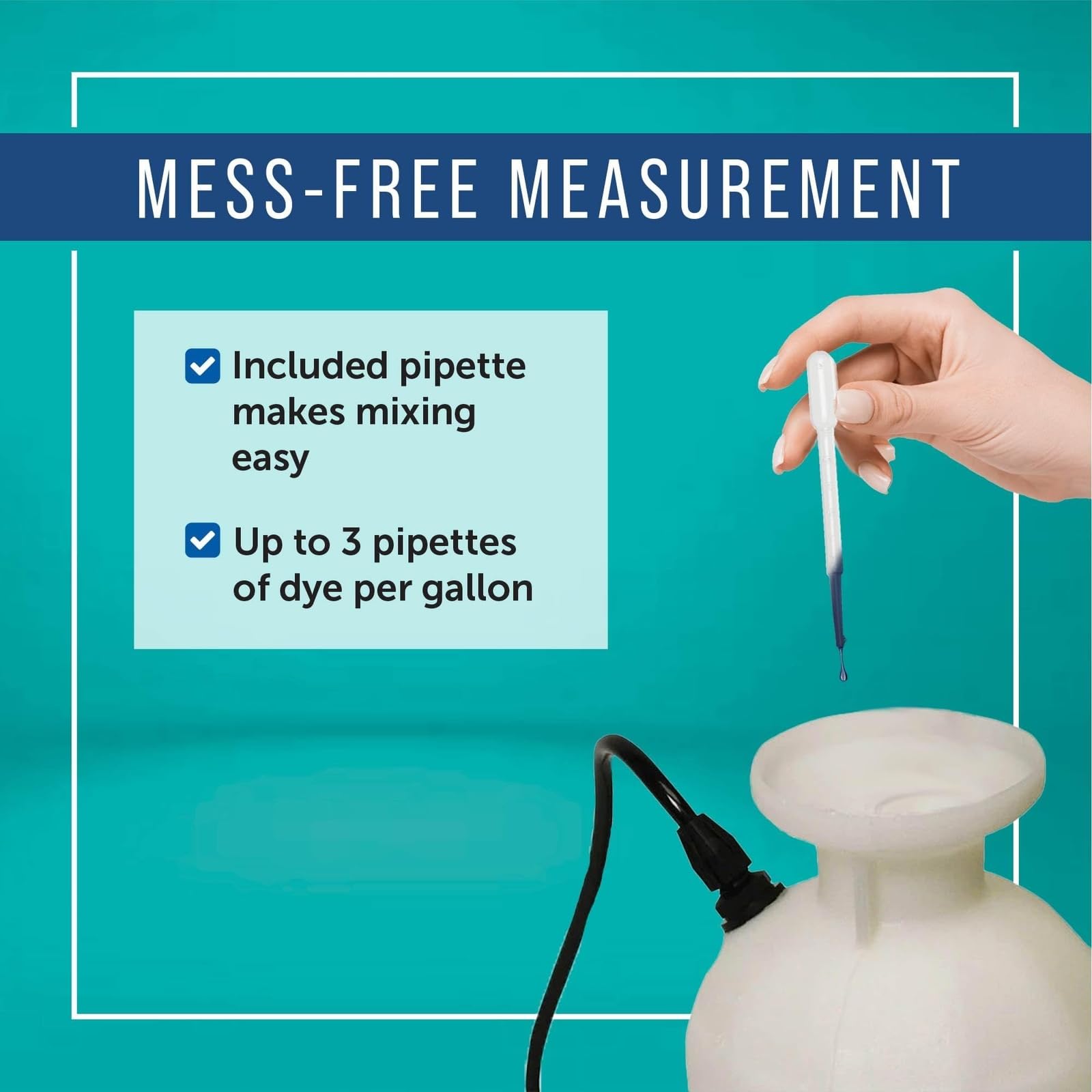 Close-up of Maplefield Blue Spray Indicator Dye being measured with pipette