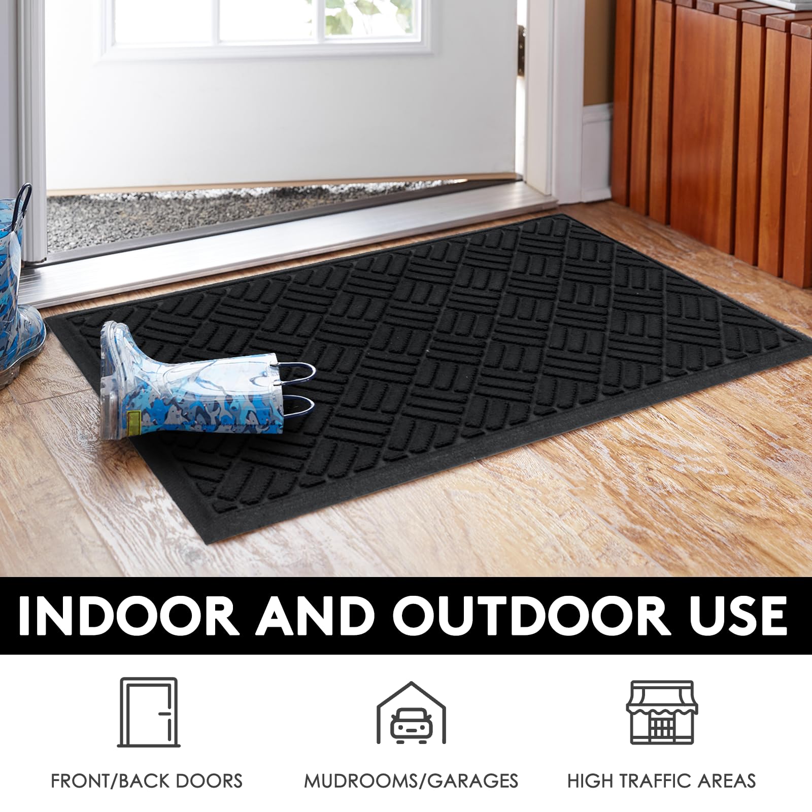 Close-up of MATALL doormat texture and rubber backing