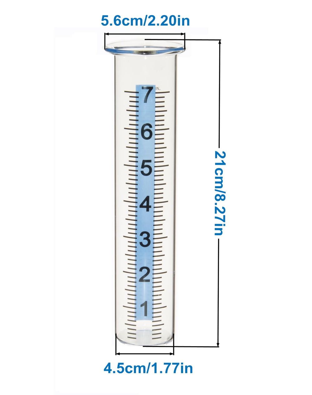 Close-up of Mateda rain gauge measurement scale