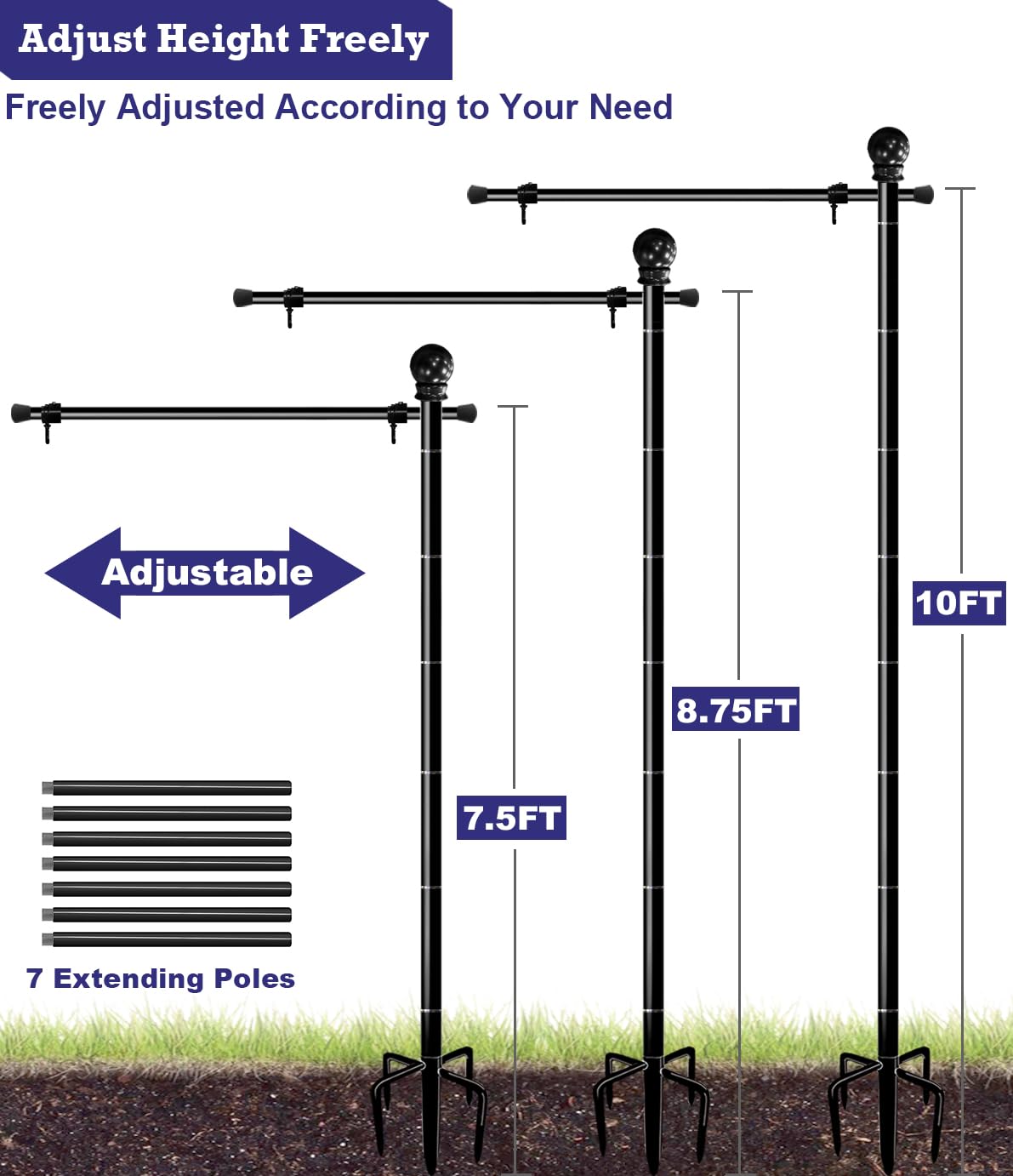 Close-up of matte black finish on flag stand