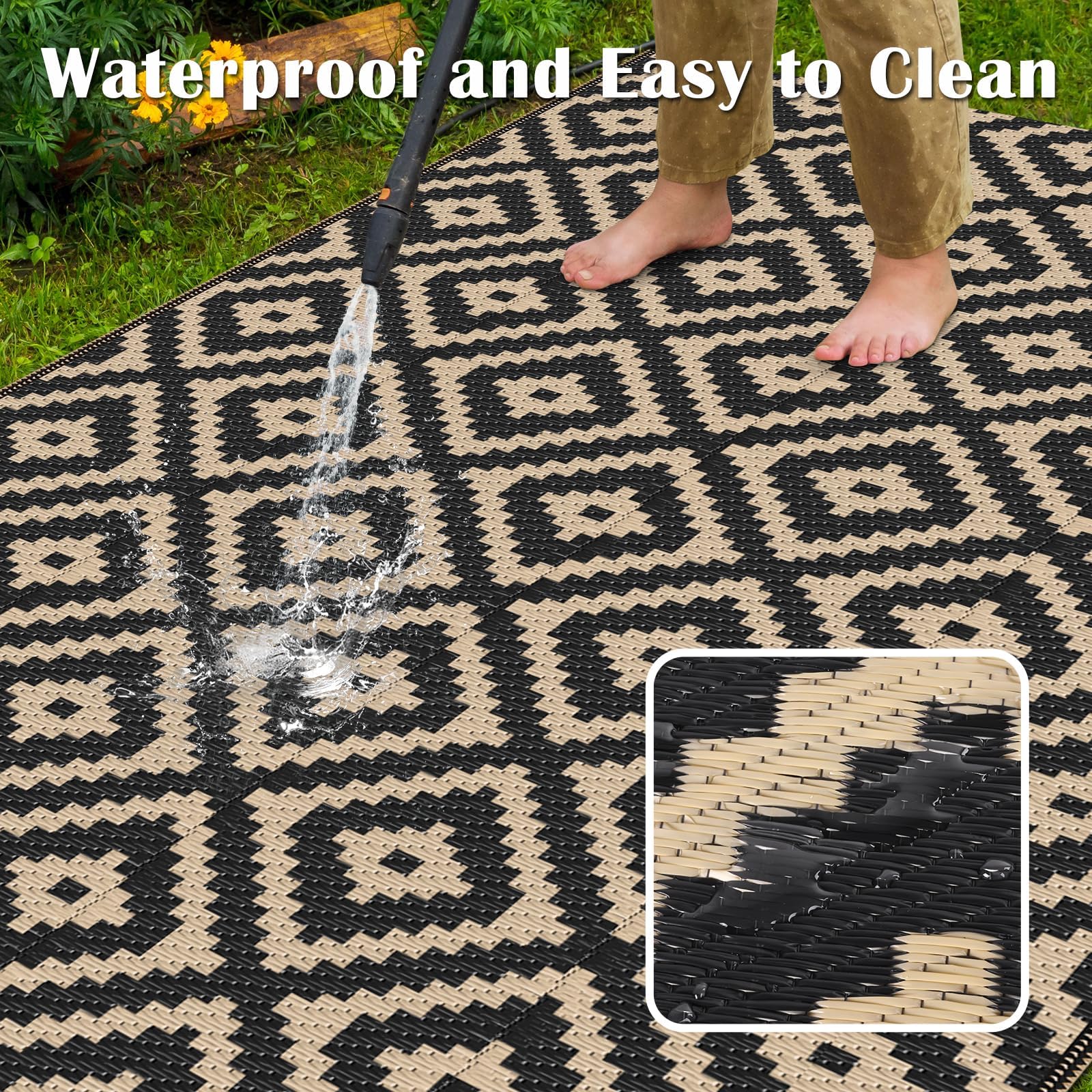 Close-up of Mattitude outdoor rug's woven texture