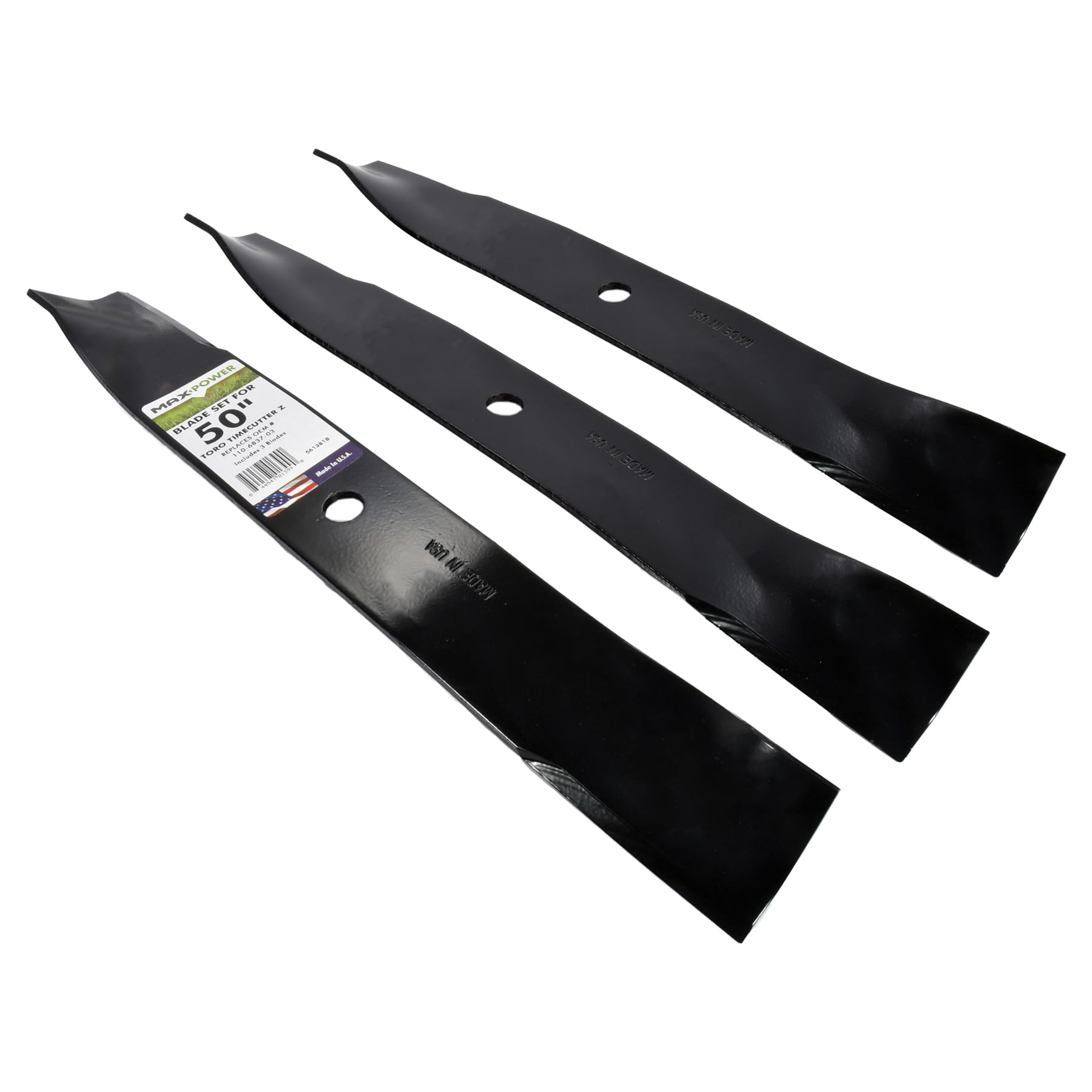 Close-up of Maxpower 561381B blade edge, showing quality steel