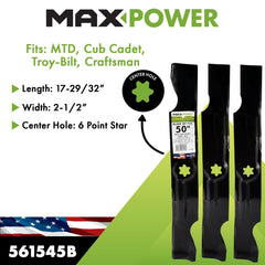 Close-up of Maxpower 561545B blade showing the 6-point star center hole