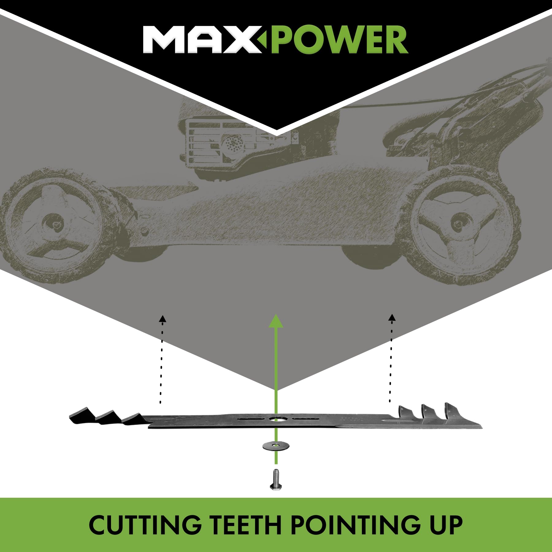Close-up of Maxpower blade dimensions 21 inches