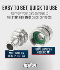 Close-up of McKillans quick connect showing stainless steel construction