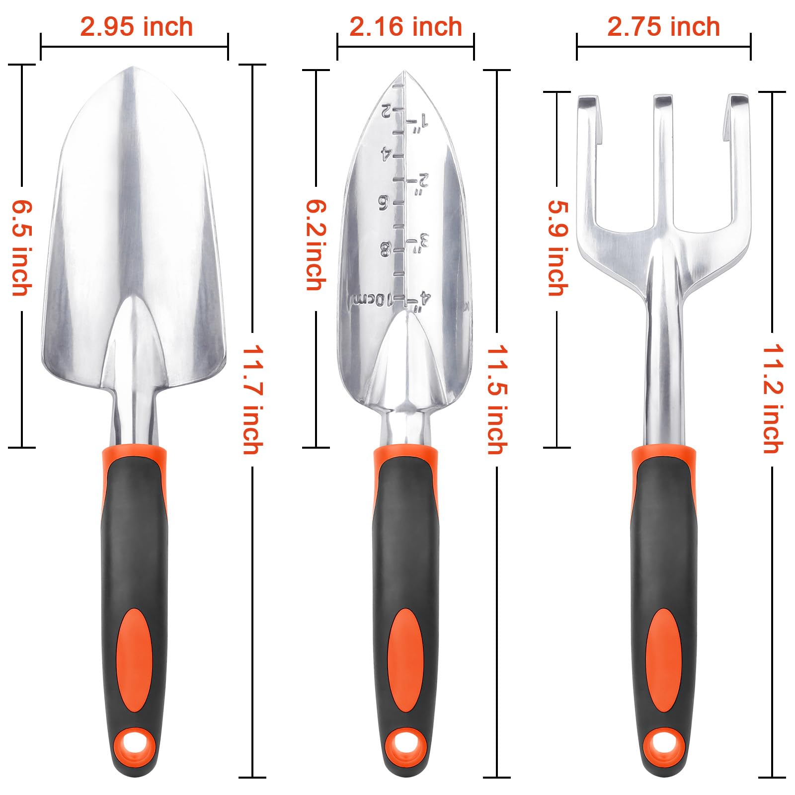 Close-up of MECHEER garden trowel with ergonomic handle