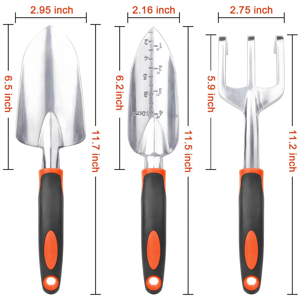 Close-up of MECHEER garden trowel with ergonomic handle