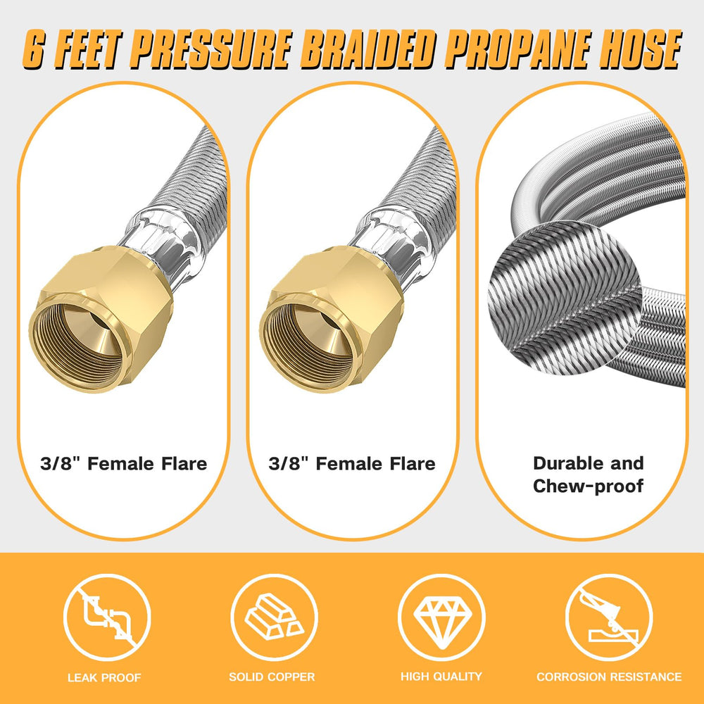 Close-up of MEFUN propane hose coupling adapters