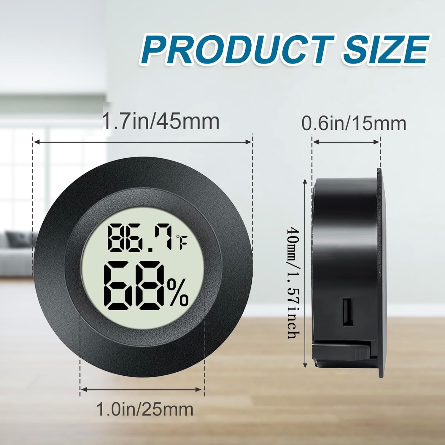 Close-up of MEGGSI Mini Hygrometer LCD display