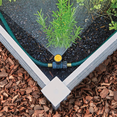 Close-up of Melnor adjustable sprinkler showing angle adjustment