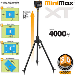 Close-up of Melnor MiniMax Turbo Oscillating Sprinkler head with 360-degree rotation