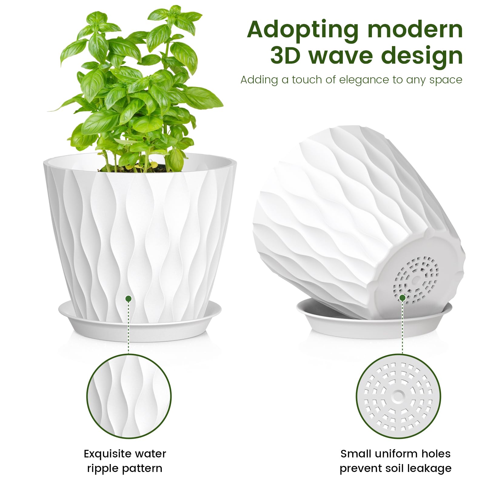 Close-up of Meowell plant pot with wave texture