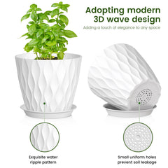 Close-up of Meowell plant pot with wave texture
