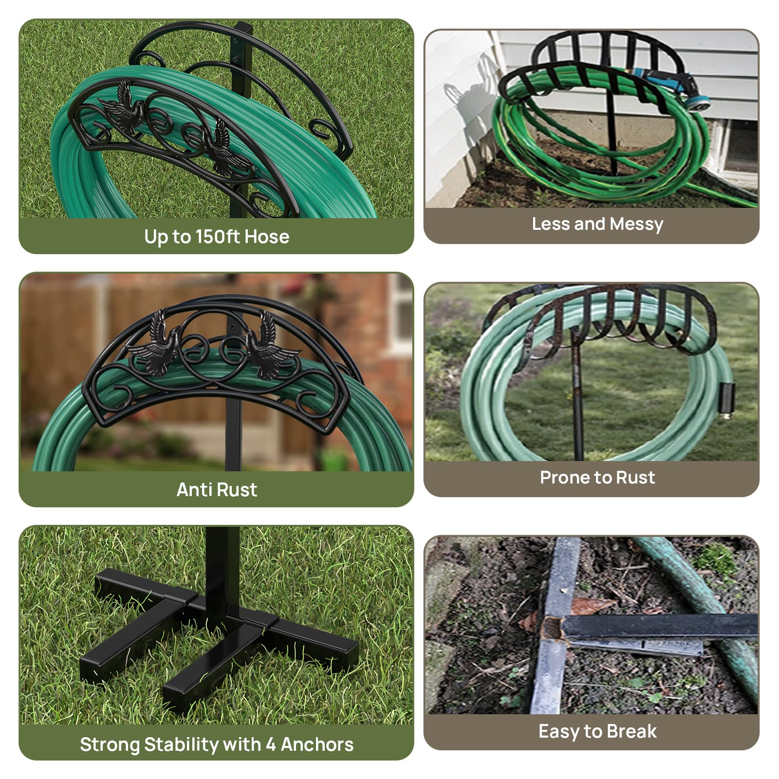 Close-up of metal construction of Winpull Garden Hose Holder