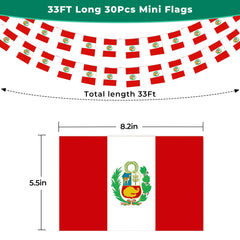 Close-up of mflagperft Peru mini flag on string