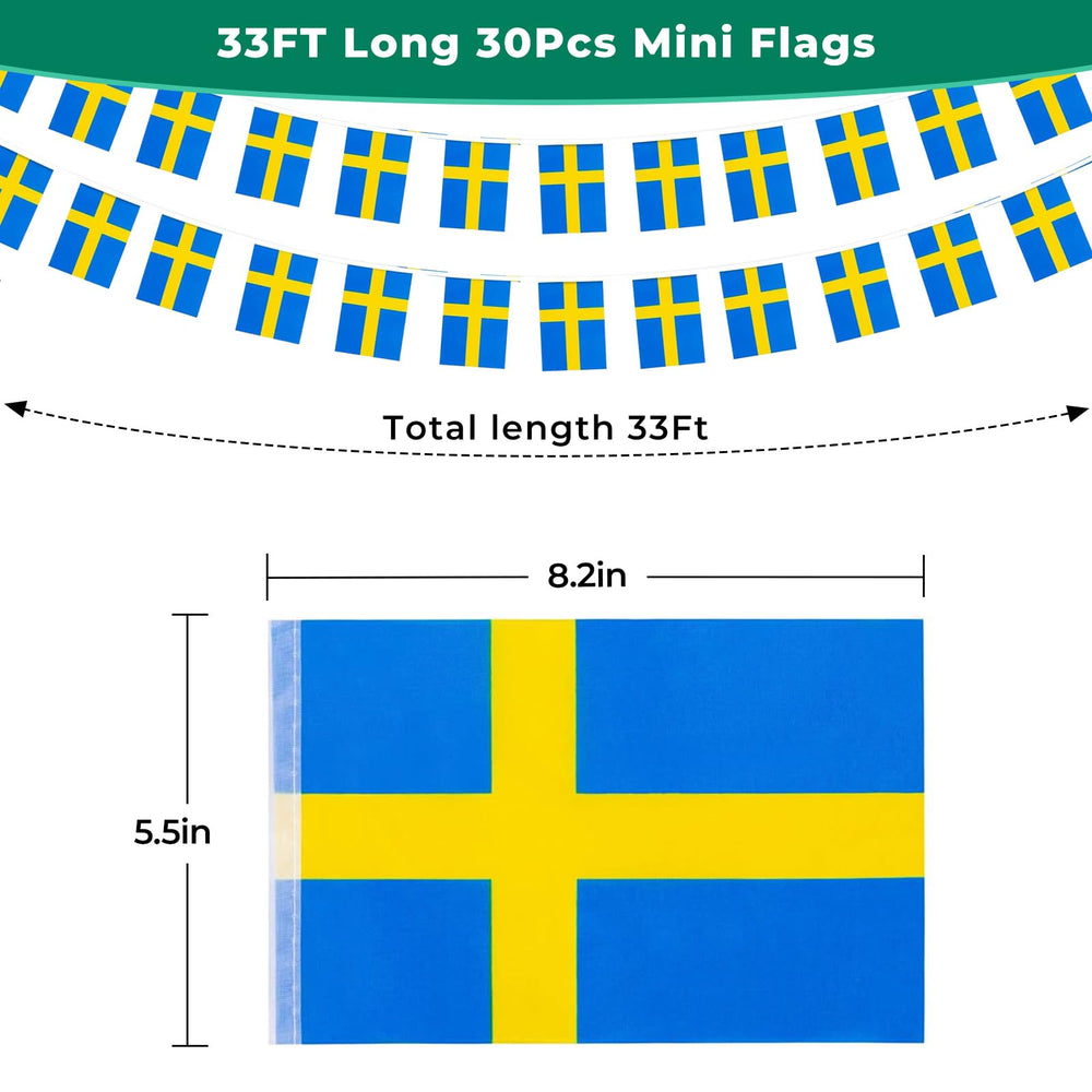 Close-up of mflagperft Sweden mini flag showing details