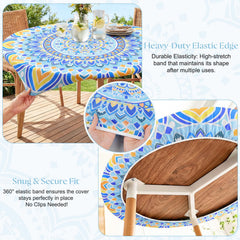 Close-up of MHJY Round Tablecloth's elastic edges