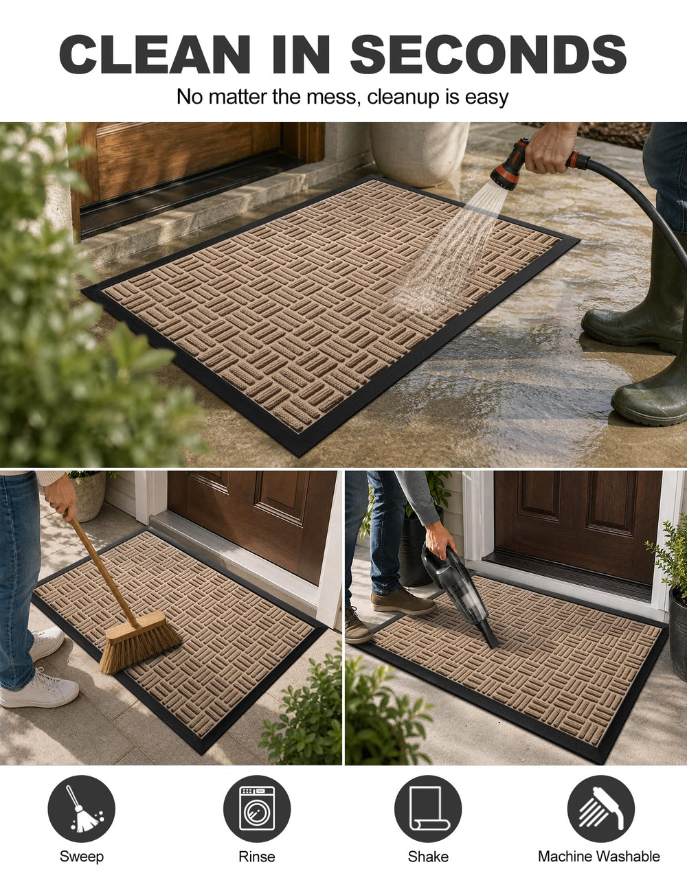 Close-up of Mibao doormat rubber backing for grip