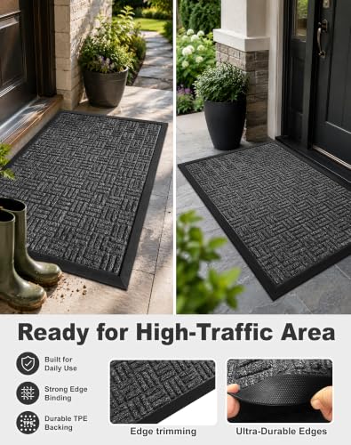 Close-up of Mibao doormat showing deep grooves for dirt trapping