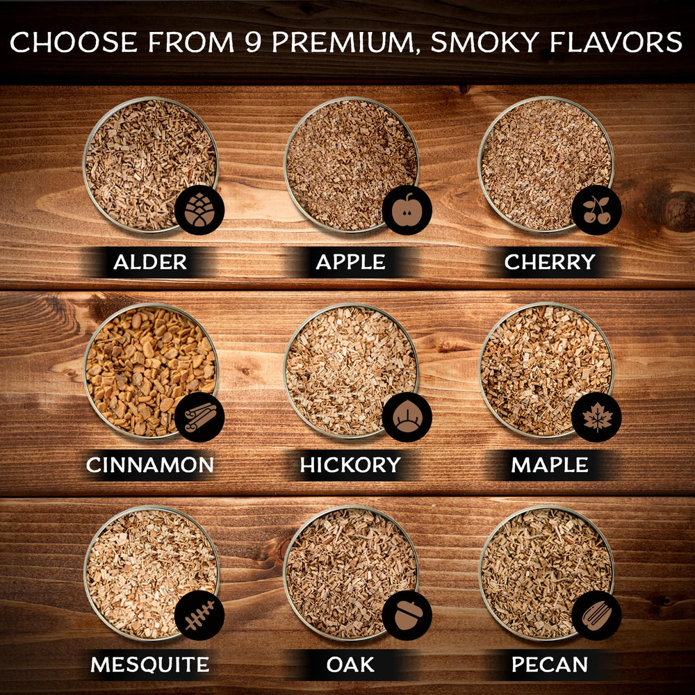 Close-up of Middleton Mixology SmokeTop 4oz apple wood chips