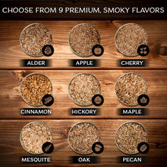 Close-up of Middleton Mixology SmokeTop 4oz apple wood chips