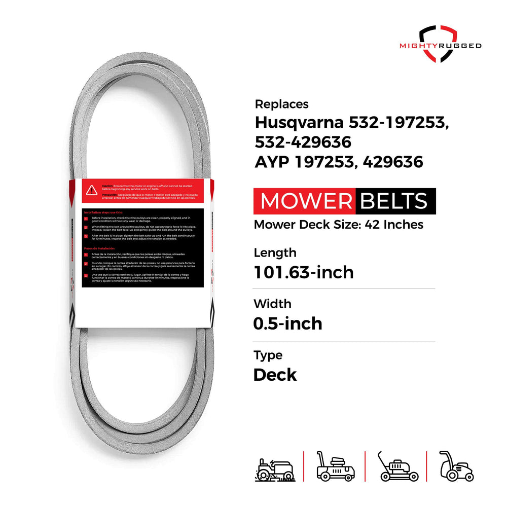 Close-up of MightyRugged Mower Deck Belt showing aramid cord material