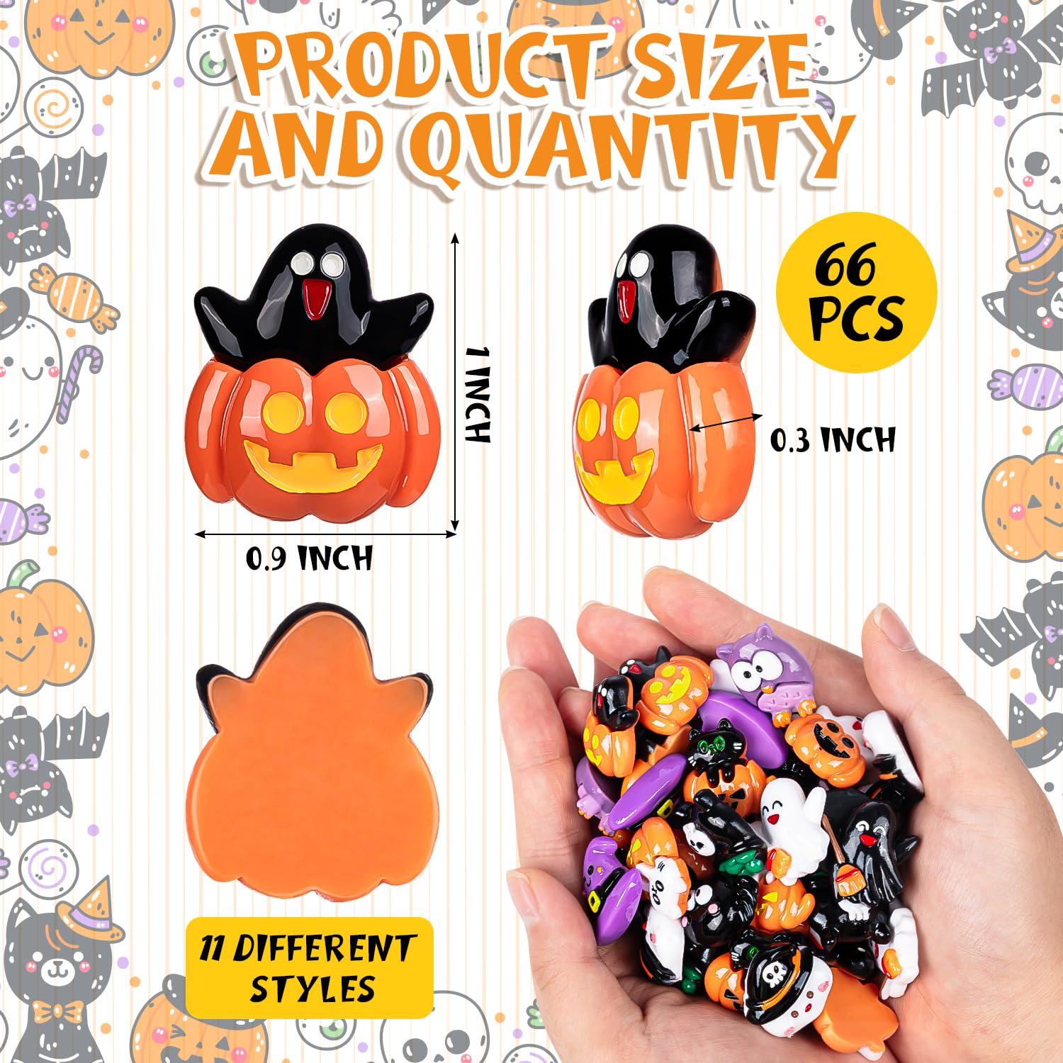 Close-up of mini pumpkin charm from SYWHXY Halloween set