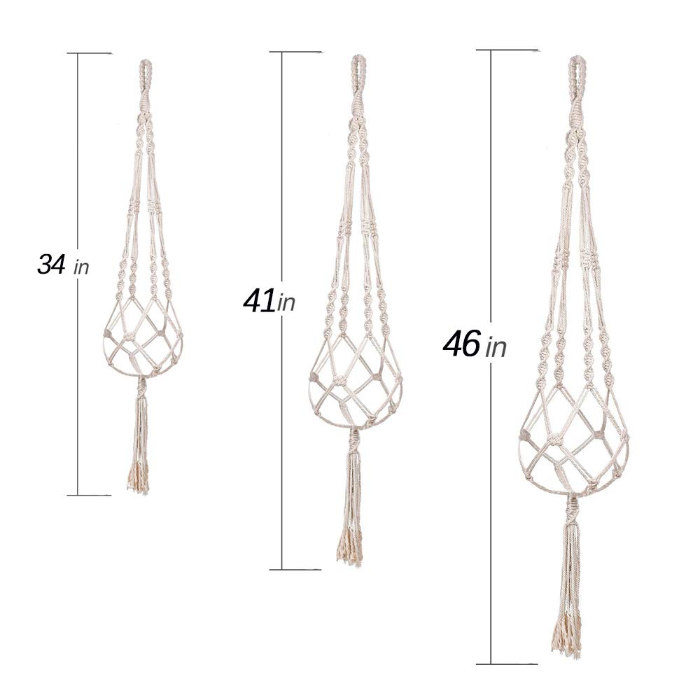Close-up of MIPON macrame plant hanger's cotton weave