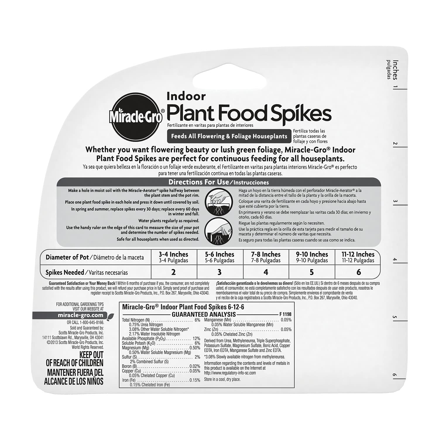 Close-up of Miracle-Gro Indoor Plant Food Spike stick