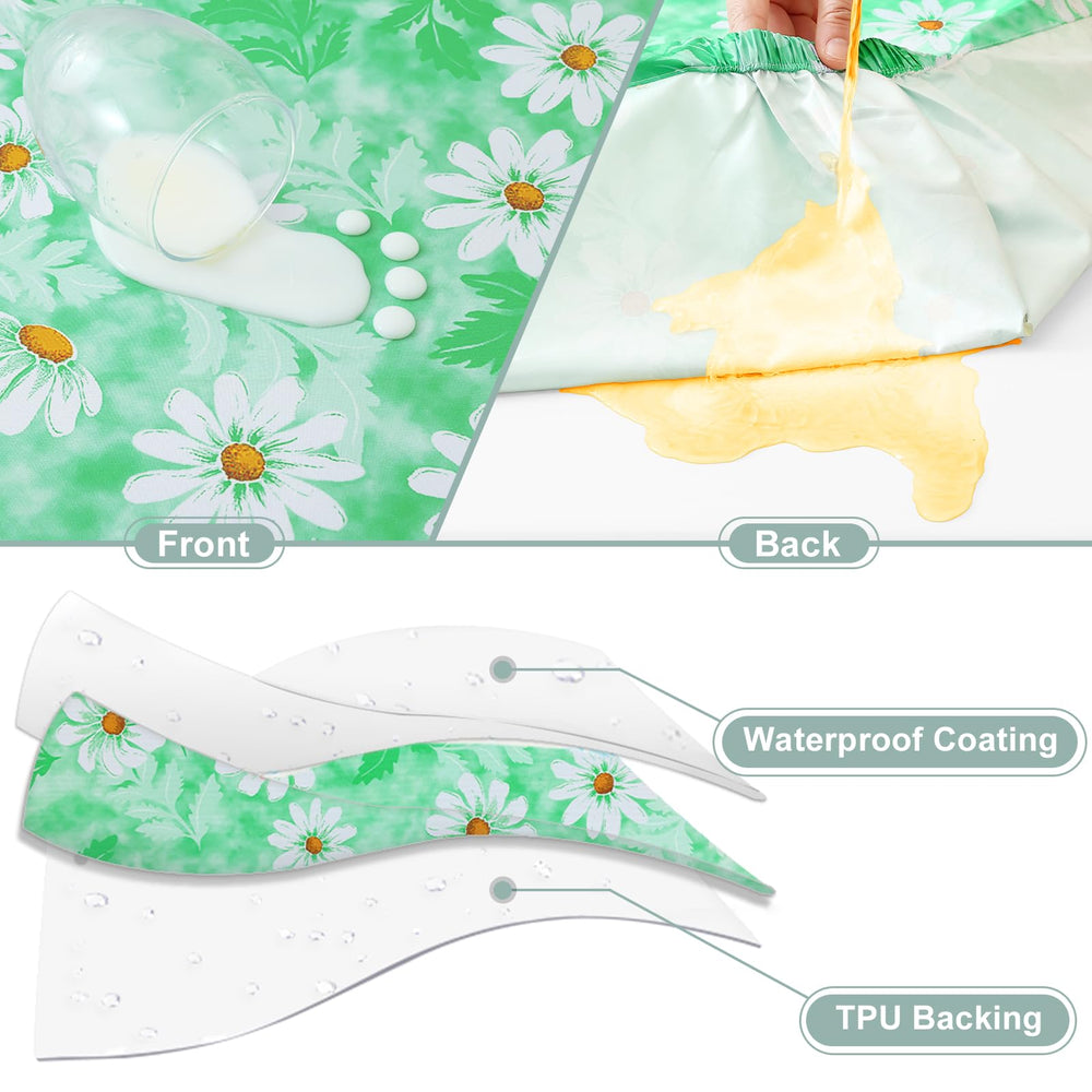 close up of misaya picnic table cover's elastic straps