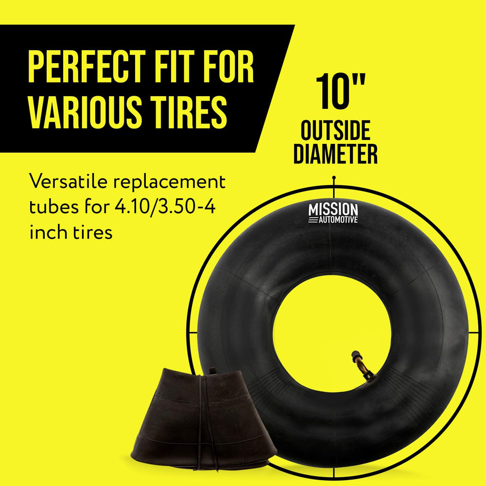 Close-up of Mission Automotive 10-inch inner tube for lawn mowers