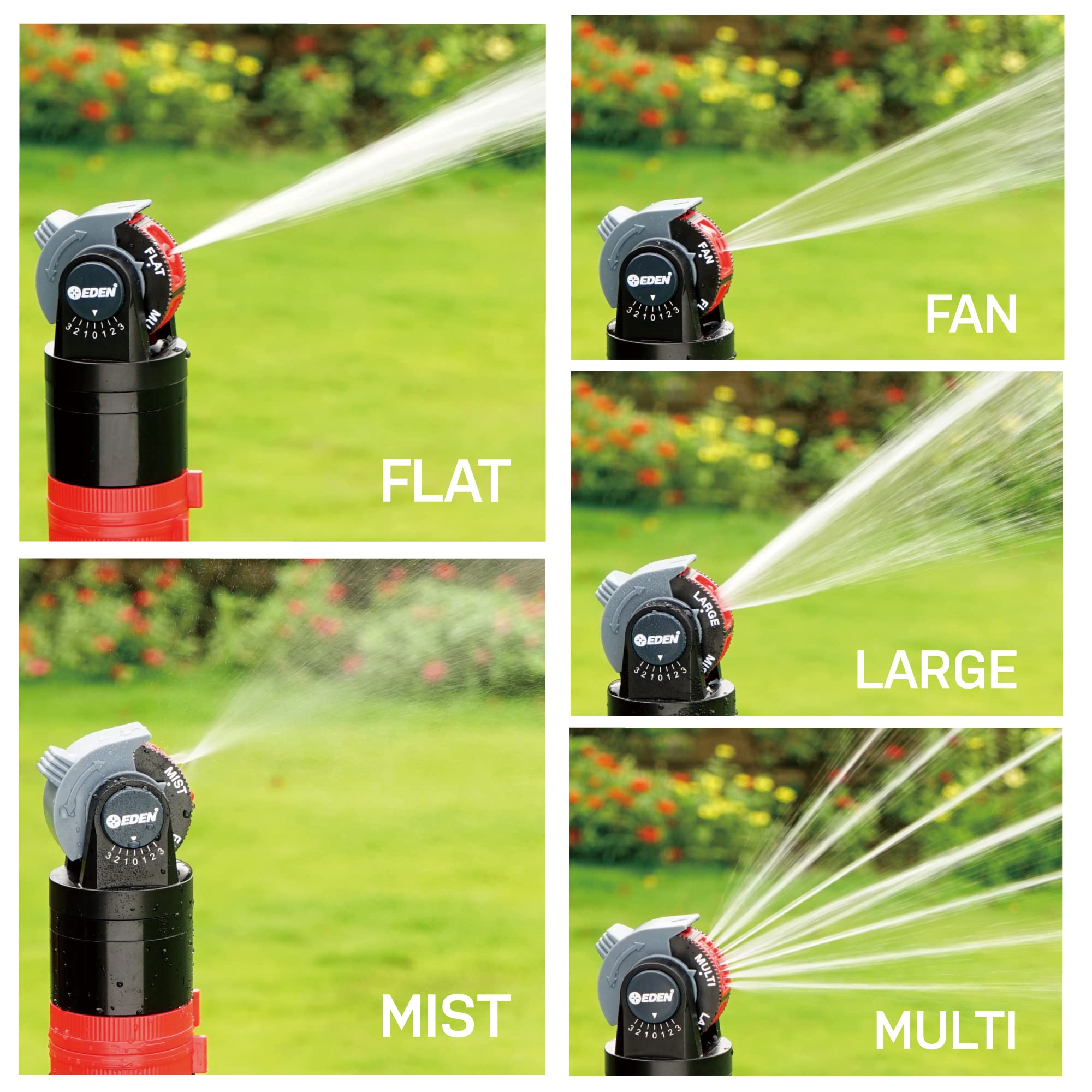 Close-up of mist setting on Eden 5-Pattern Rotary Sprinkler Head