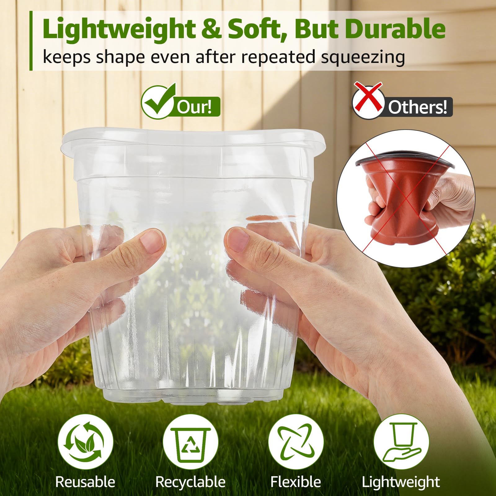 Close-up of MIXC 5-inch nursery pot with drainage holes