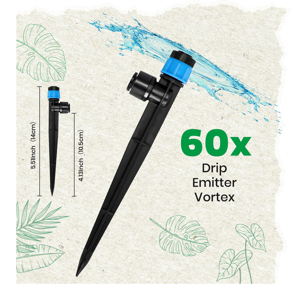 Close-up of MIXC Quick-Connect Drip Irrigation Emitters with adjustable head