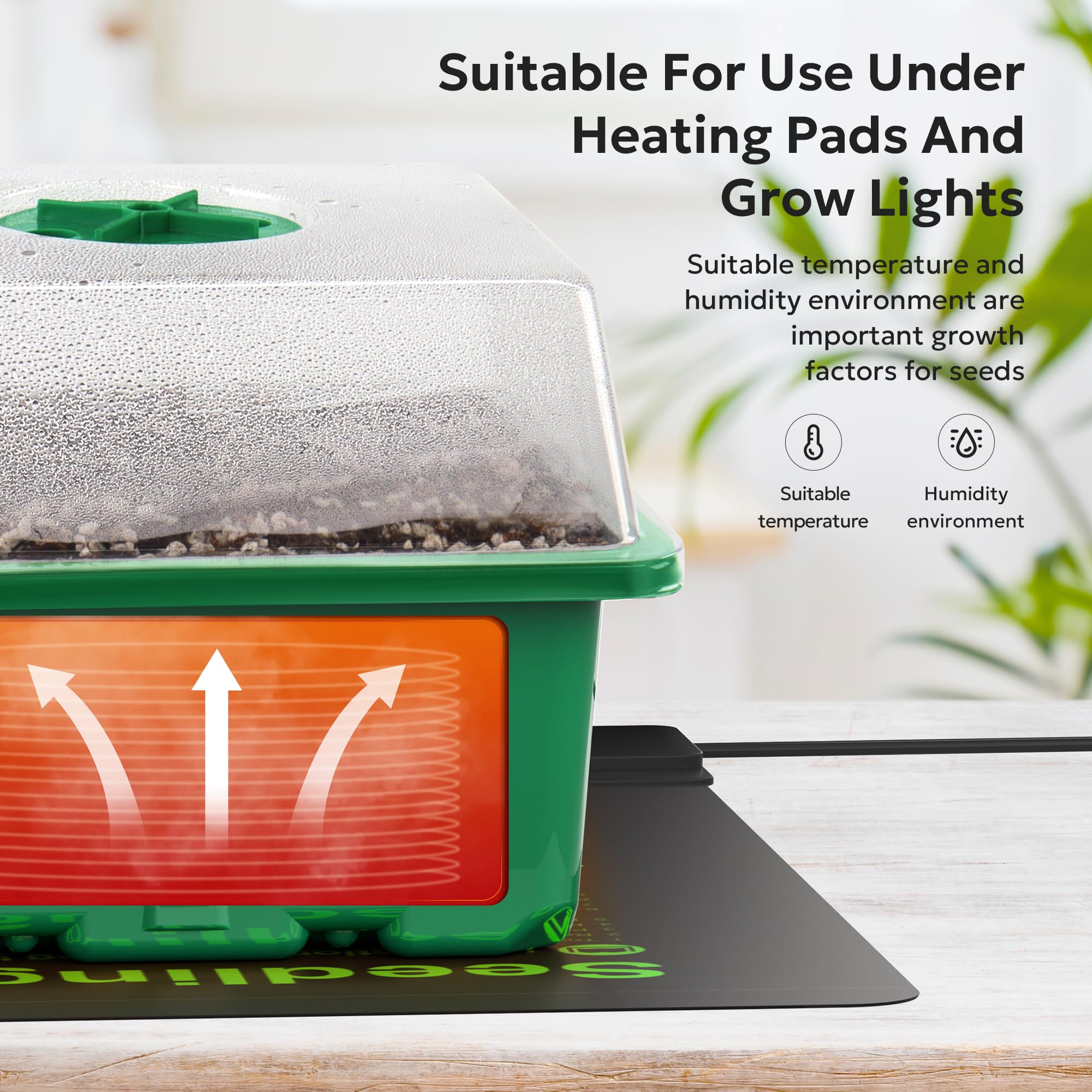 Close-up of MIXC seed starter trays showing adjustable vents