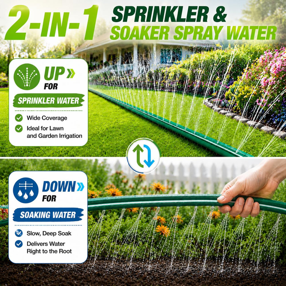 Close-up of MIXC sprinkler hose lying flat on the ground