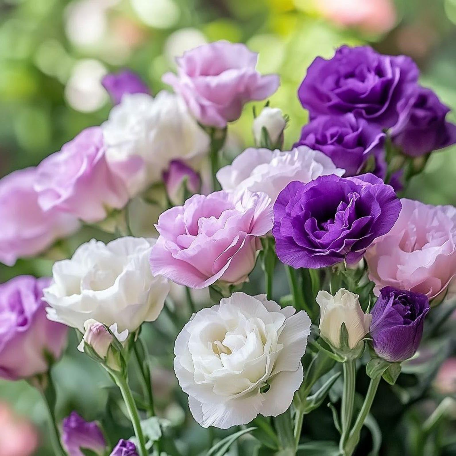 Close-up of Mixed Lisianthus Flower Seeds showing varied colours