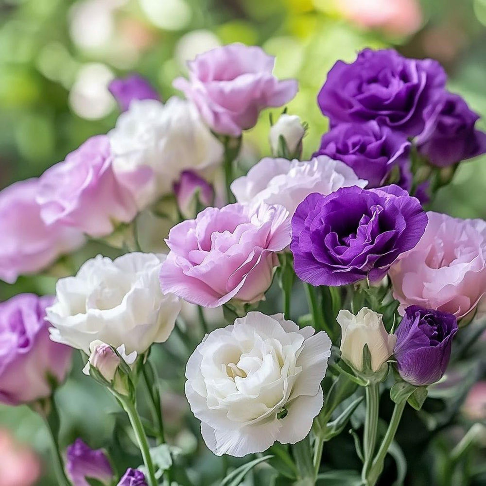 Close-up of Mixed Lisianthus Flower Seeds showing varied colours