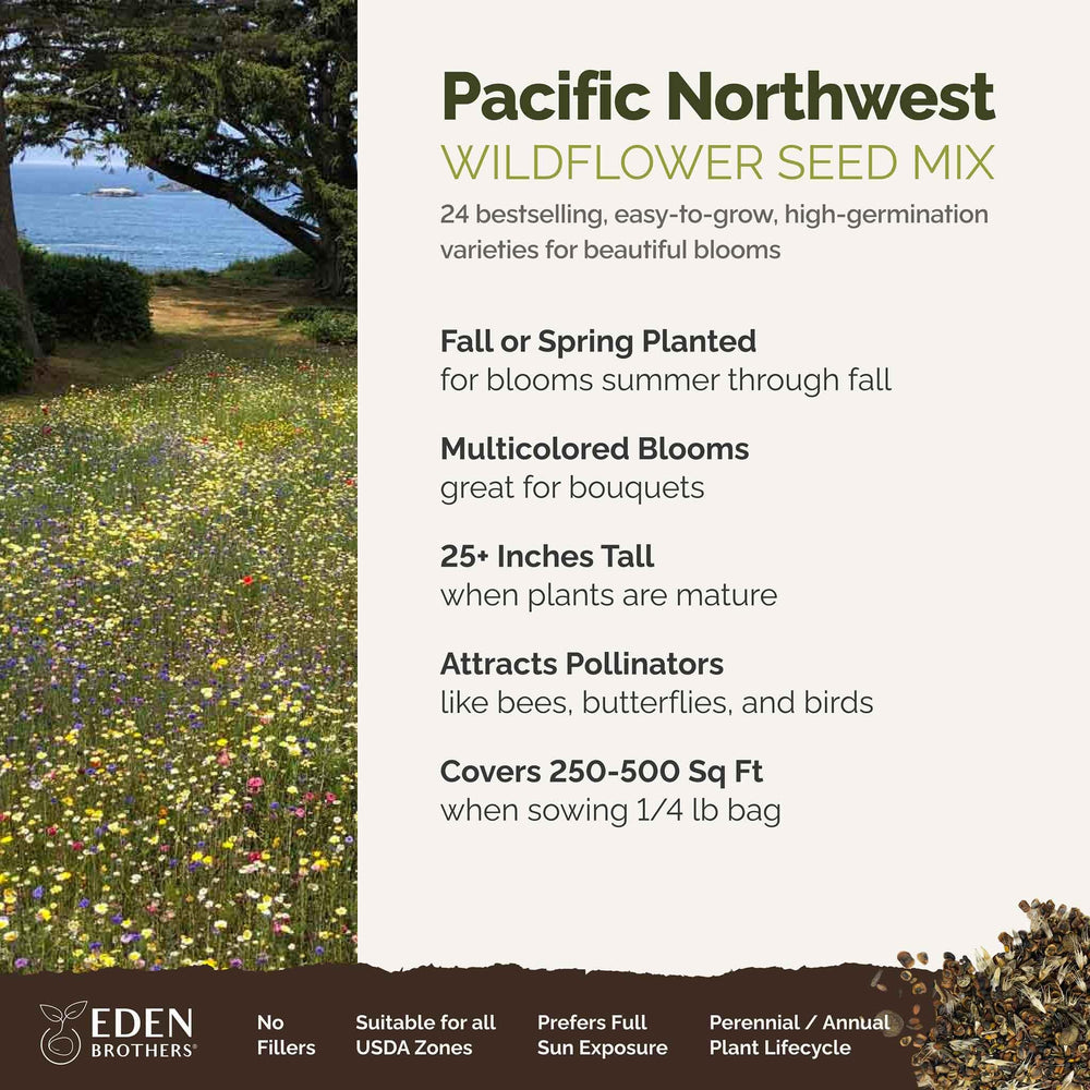 Close-up of mixed wildflower seeds from Eden Brothers