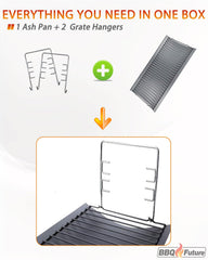 Close-up of MixRBBQ fire grate hanger included with ash pan