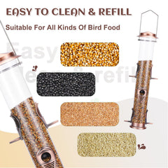Close-up of MIXXIDEA Metal Bird Feeder with feeding ports