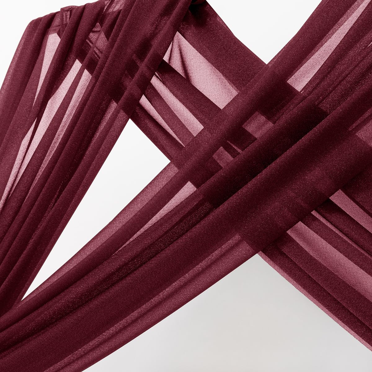 Close-up of MLMC Burgundy Sheer Gauze with micro-glitter