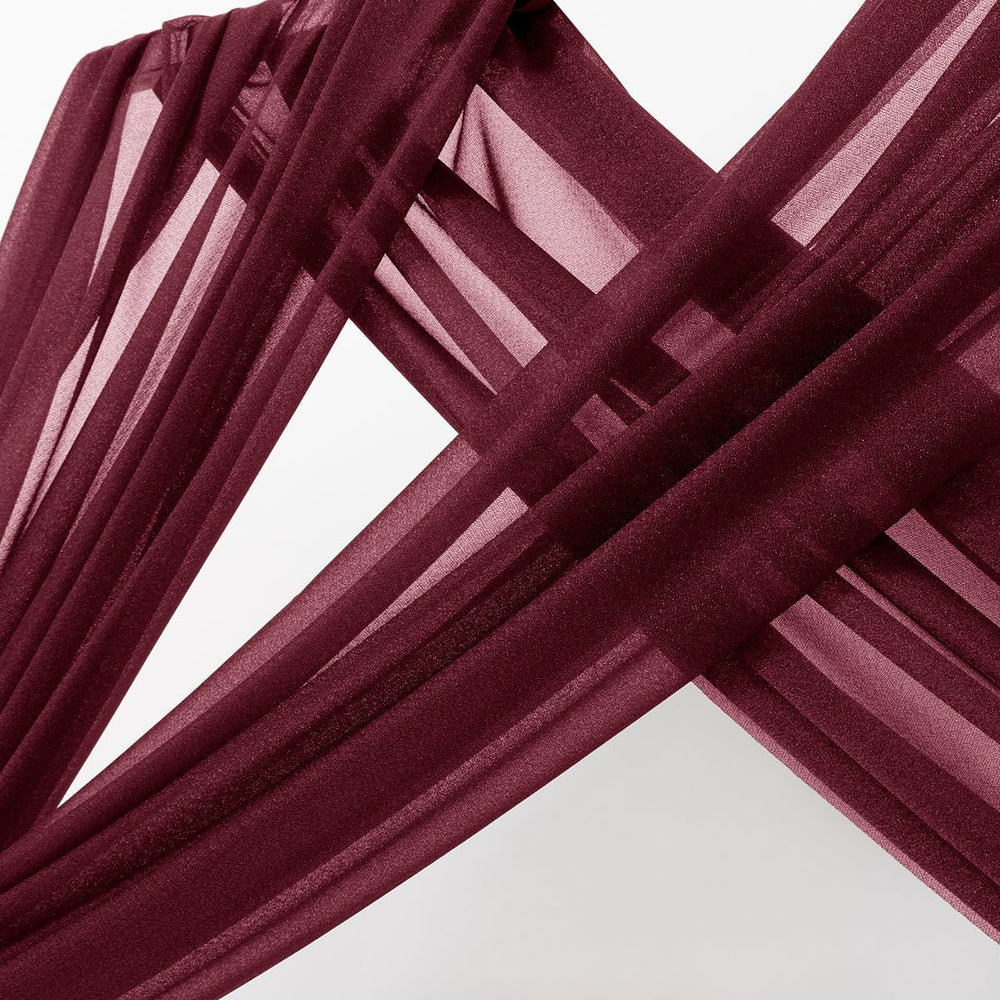 Close-up of MLMC Burgundy Sheer Gauze with micro-glitter