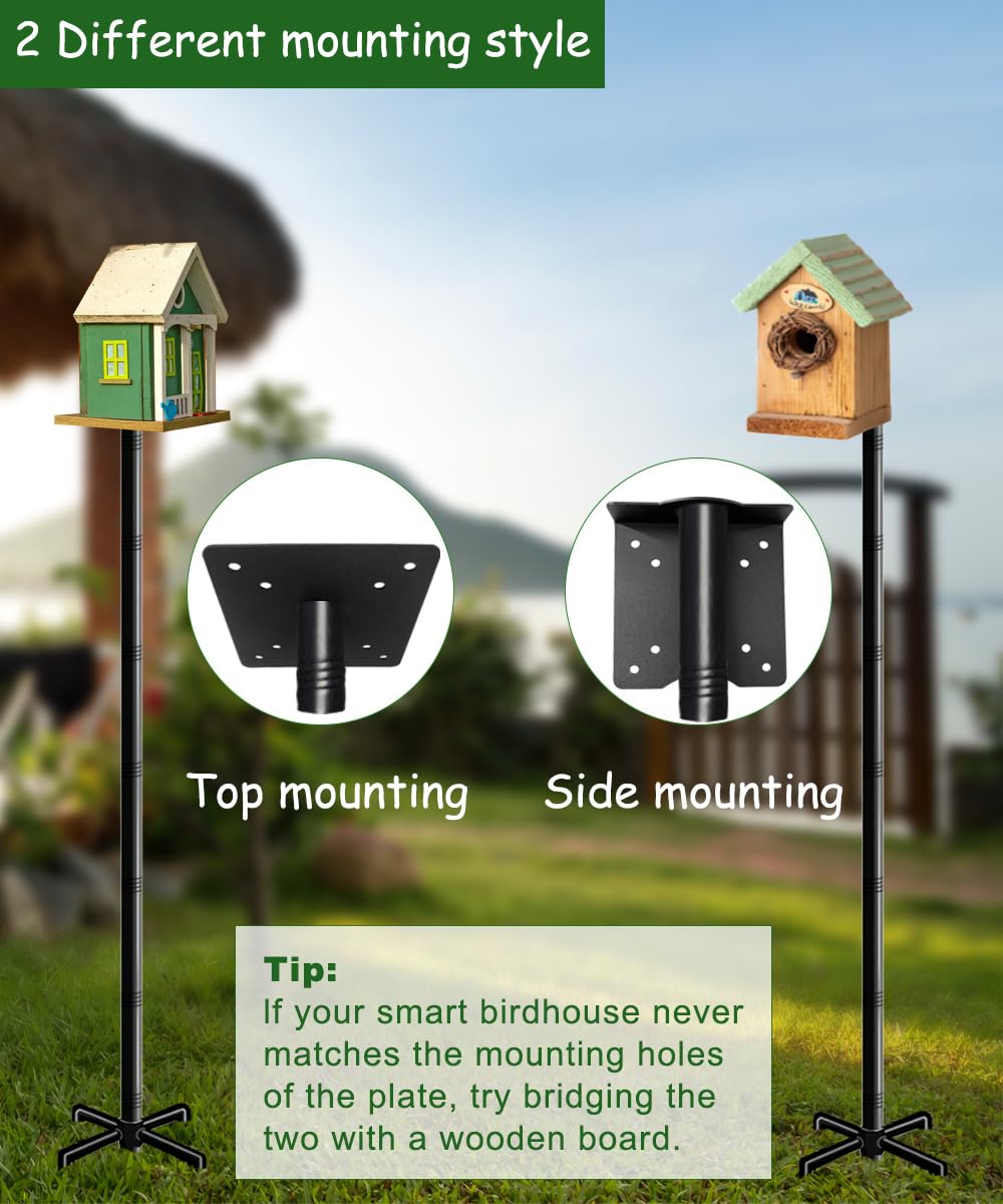 Close-up of Mokeyder Bird House Pole mounting plate